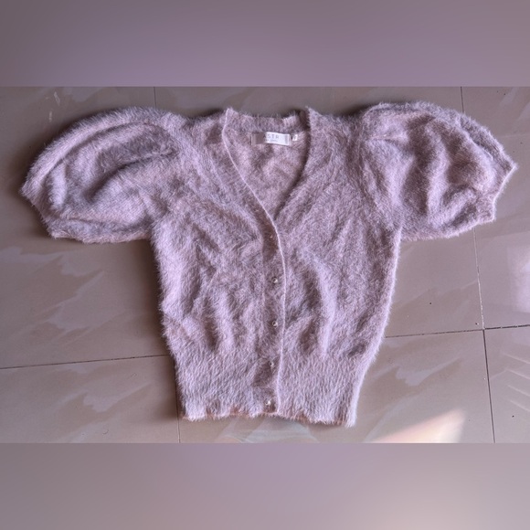 ASTR the label Light Mauve Fluffy buttons Jacket XS nylon and Acrylique - Picture 4 of 16